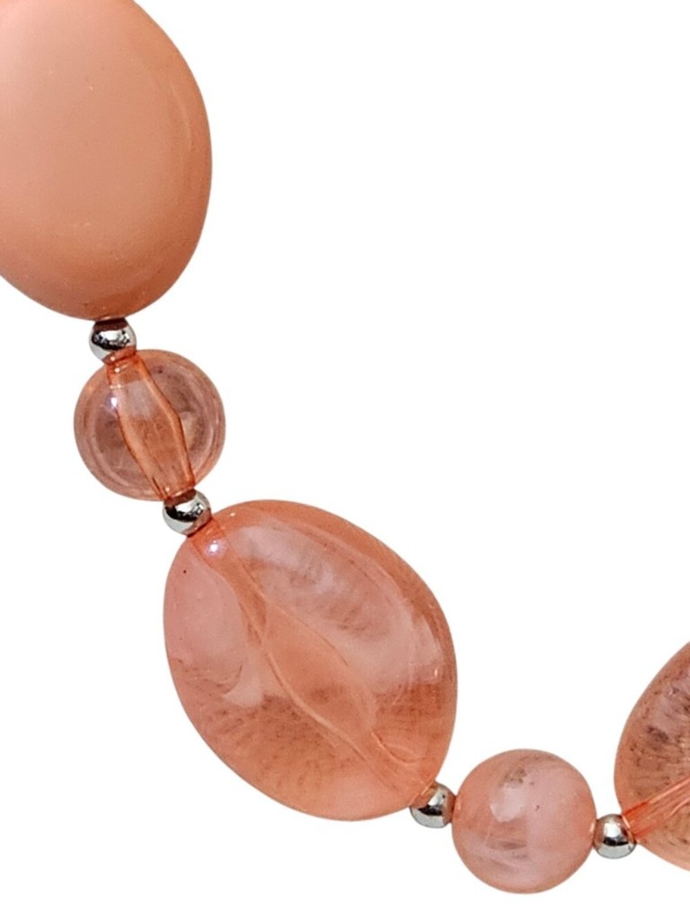 Handmade Pink Beaded Necklace Chunky Statement Acrylic Glass Beads Boho - Picture 4 of 10